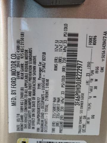 2018 FORD FUSION SE 3FA6P0HD0JR222977