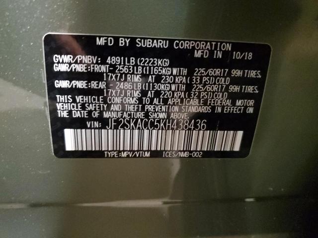 2019 SUBARU FORESTER - JF2SKACC5KH438436