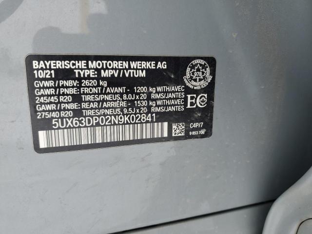 2022 BMW X3 5UX63DP02N9K02841