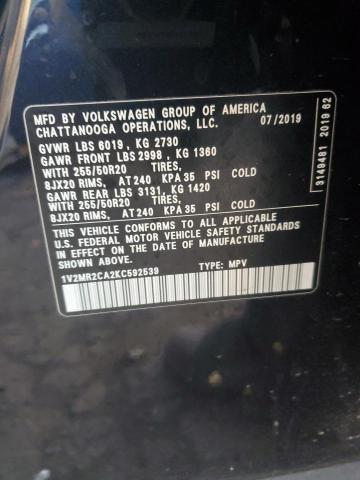 2019 VOLKSWAGEN ATLAS SEL - 1V2MR2CA2KC592539