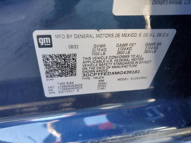 2021 CHEVROLET SILVERADO - 3GCPYFEDXMG439181