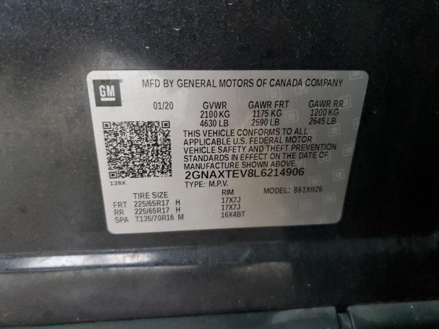 2020 CHEVROLET EQUINOX LT 2GNAXTEV8L6214906