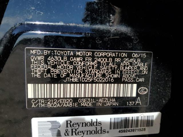 2015 LEXUS IS 350 - JTHBE1D25F5022016