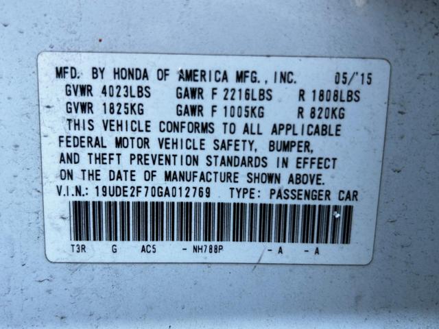 2016 ACURA ILX PREMIU - 19UDE2F70GA012769