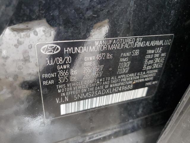 2020 HYUNDAI SANTA FE S 5NMS23ADXLH249688