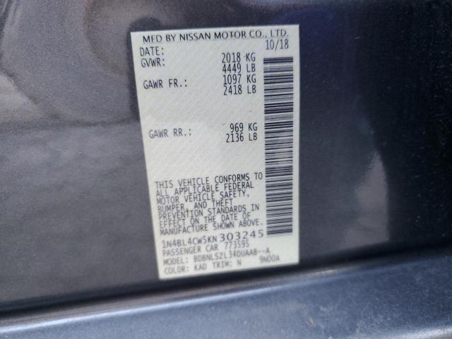 2019 NISSAN ALTIMA SR - 1N4BL4CW5KN303245