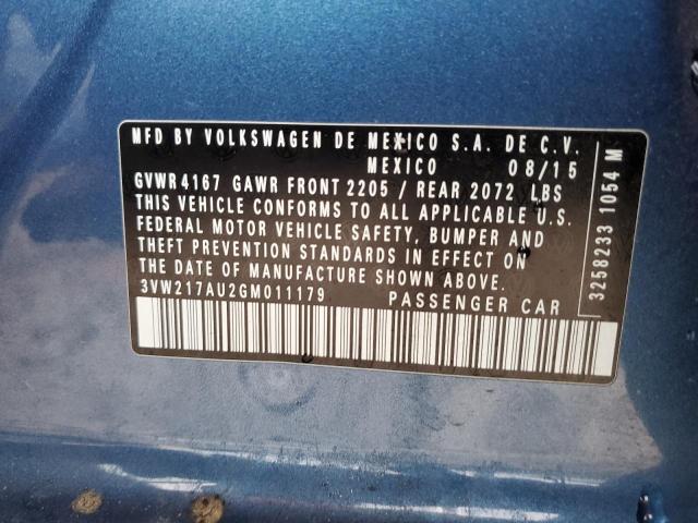 2016 VOLKSWAGEN GOLF S/SE 3VW217AU2GM011179