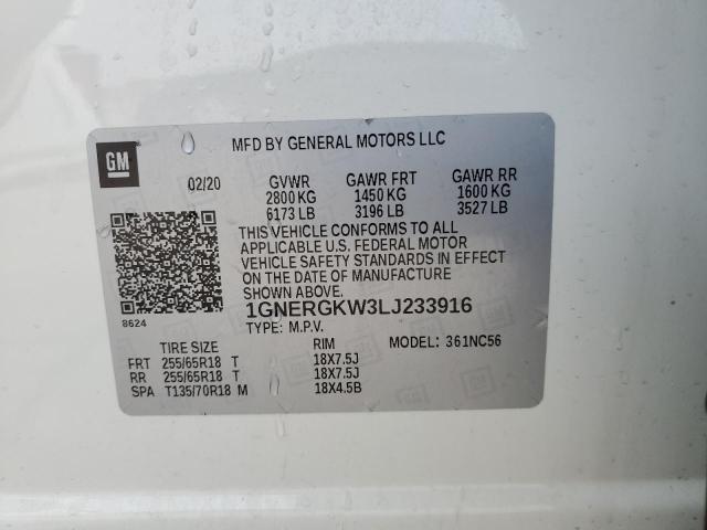 2020 CHEVROLET TRAVERSE L - 1GNERGKW3LJ233916