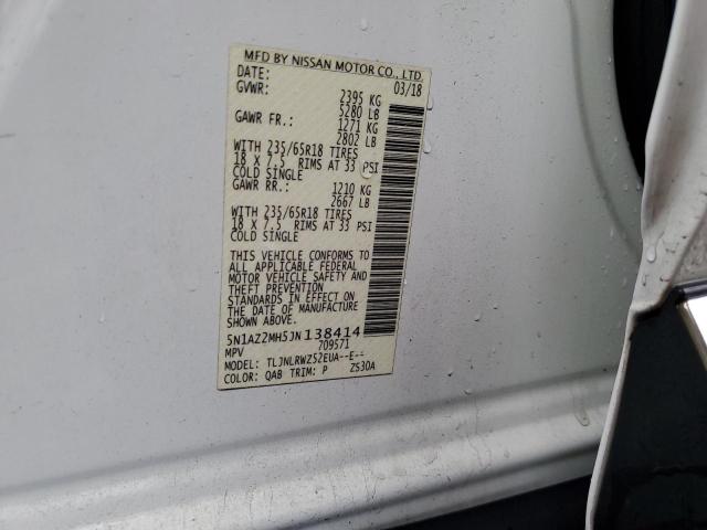 2018 NISSAN MURANO S 5N1AZ2MH5JN138414