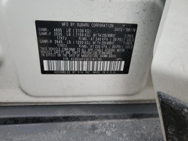 2019 SUBARU OUTBACK 2. - 4S4BSAFC0K3381792