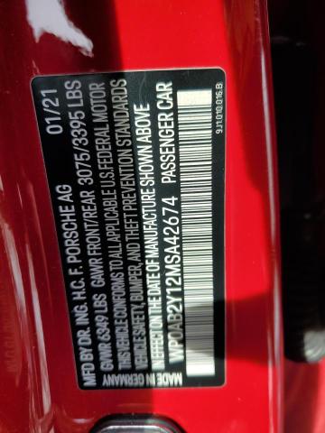 2021 PORSCHE TAYCAN 4S WP0AB2Y12MSA42674