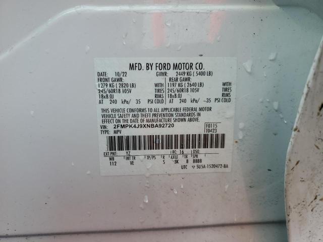 2022 FORD EDGE SEL 2FMPK4J9XNBA92720