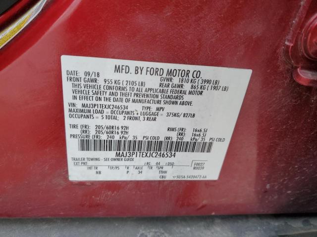 2018 FORD ECOSPORT S MAJ3P1TEXJC246534