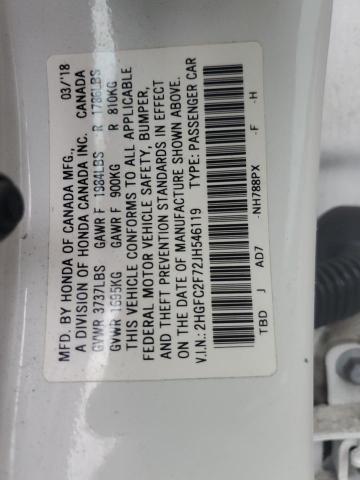 2018 HONDA CIVIC EX - 2HGFC2F72JH546119
