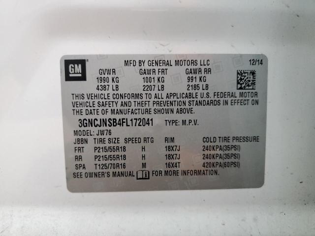 2015 CHEVROLET TRAX LTZ 3GNCJNSB4FL172041