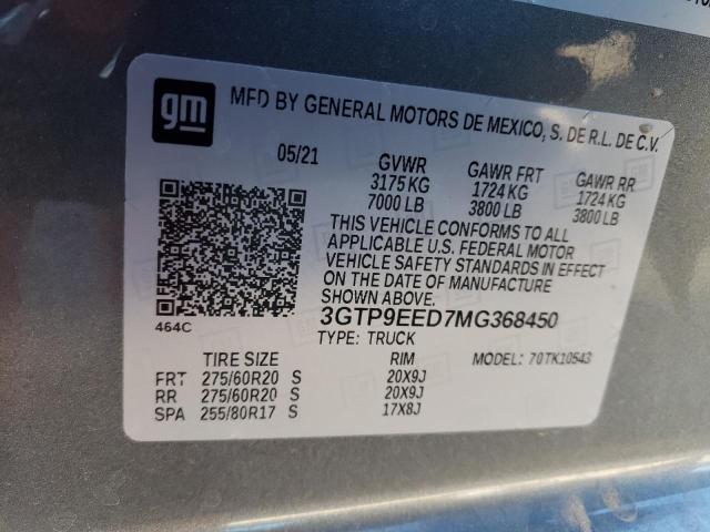 2021 GMC SIERRA K15 - 3GTP9EED7MG368450