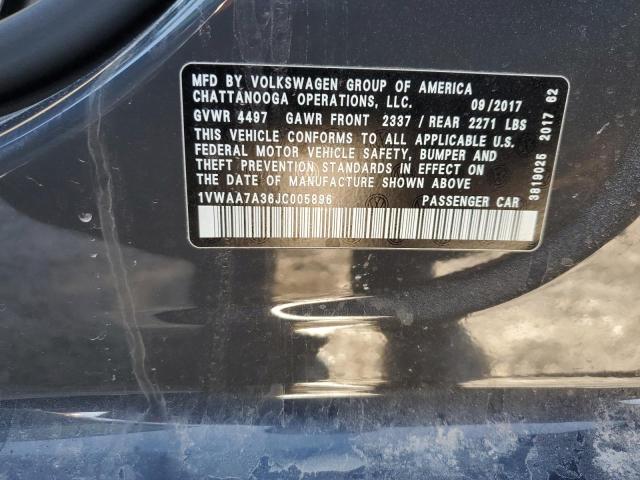 2018 VOLKSWAGEN PASSAT S - 1VWAA7A36JC005896