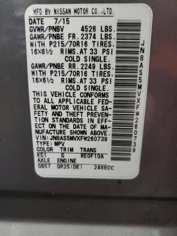 2015 NISSAN ROGUE SELE - JN8AS5MVXFW260739