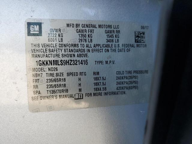 2017 GMC ACADIA SLT - 1GKKNMLS9HZ321416