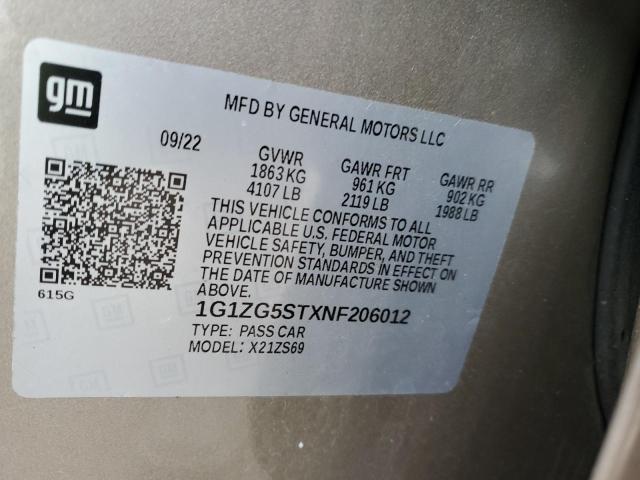 2022 CHEVROLET MALIBU RS - 1G1ZG5STXNF206012