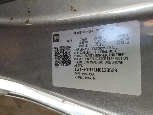 2022 CHEVROLET CAMARO LT1 1G1FF1R71N0123529