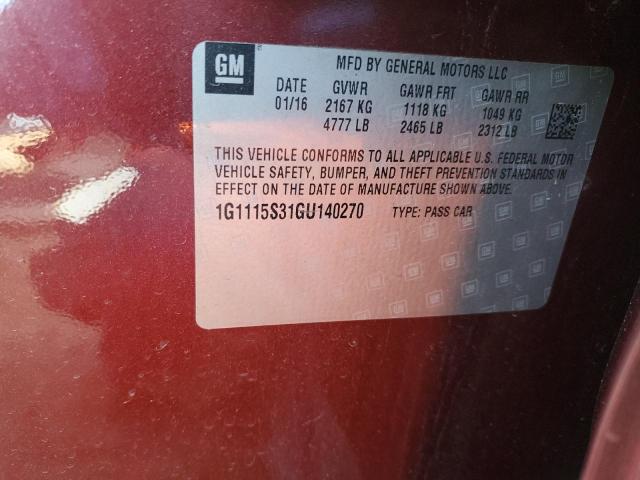 2016 CHEVROLET IMPALA LT 1G1115S31GU140270