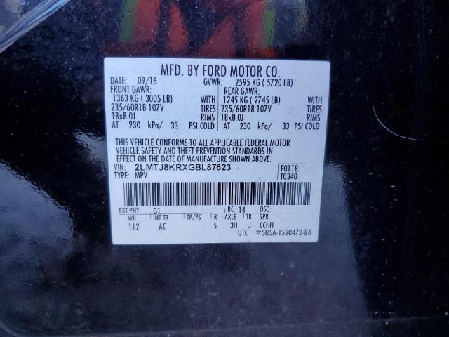 2016 LINCOLN MKX SELECT 2LMTJ8KRXGBL87623