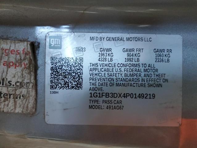 2023 CHEVROLET CAMARO LS 1G1FB3DX4P0149219