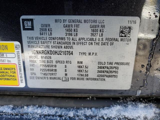 2017 CHEVROLET TRAVERSE L - 1GNKRGKD0HJ210764