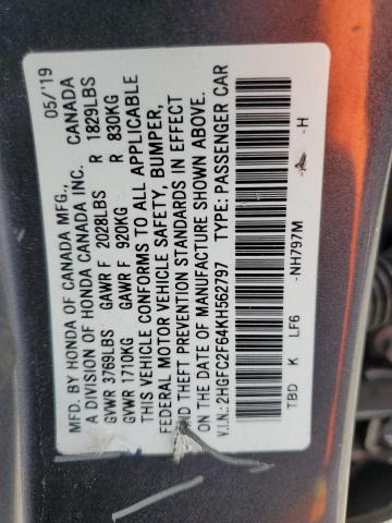 2019 HONDA CIVIC LX 2HGFC2F64KH562797