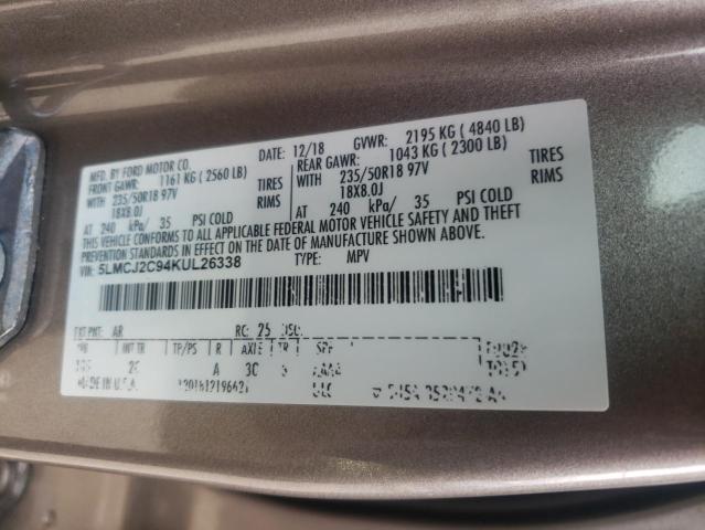 2019 LINCOLN MKC SELECT - 5LMCJ2C94KUL26338