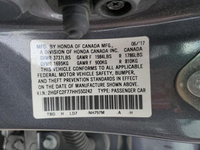 2017 HONDA CIVIC EX - 2HGFC2F77HH550242