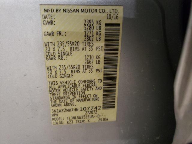 2017 NISSAN MURANO S - 5N1AZ2MH7HN107742