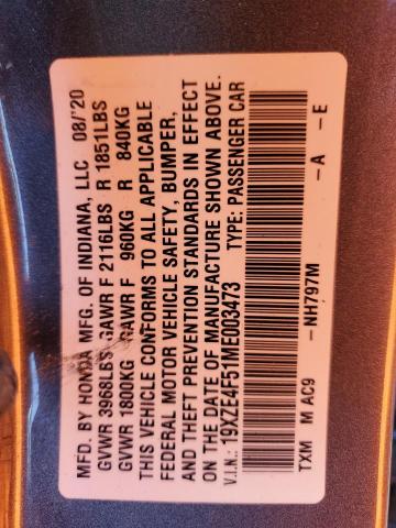 2021 HONDA INSIGHT EX - 19XZE4F51ME003473