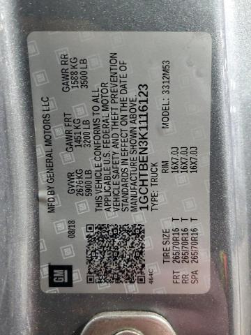 2019 CHEVROLET COLORADO - 1GCHTBEN3K1116123