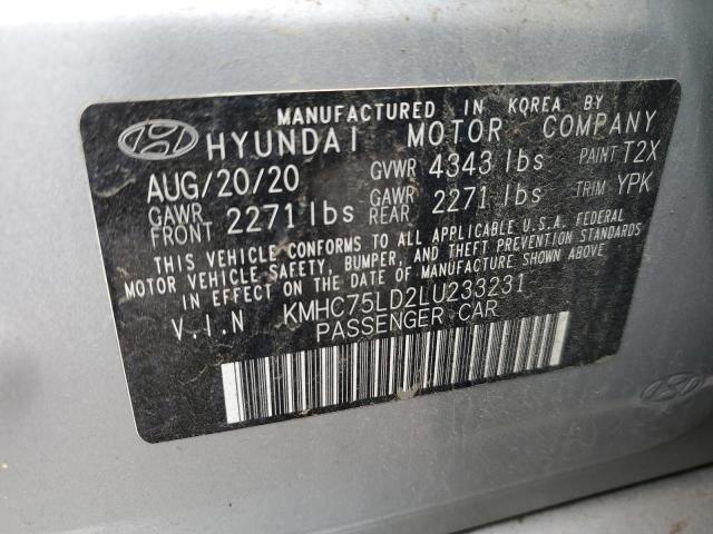 2020 HYUNDAI IONIQ SEL KMHC75LD2LU233231