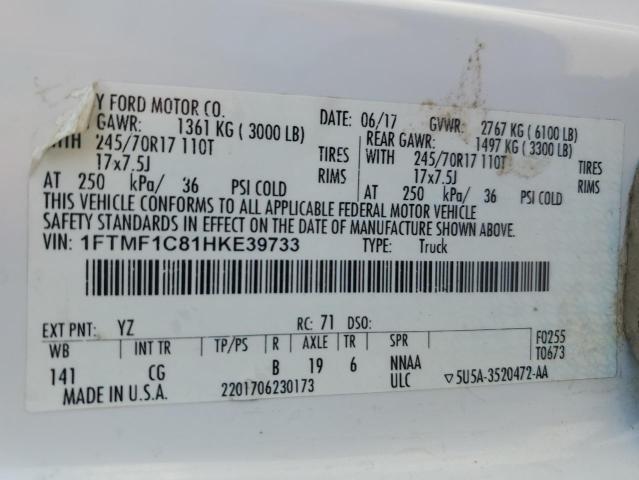 2017 FORD F150 - 1FTMF1C81HKE39733