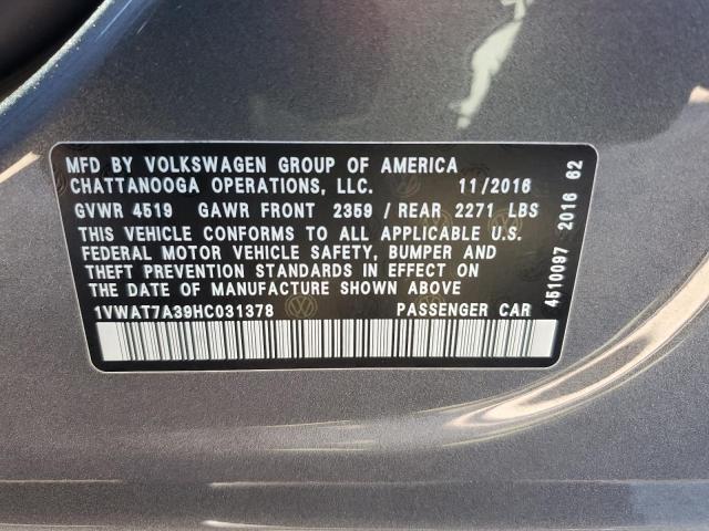 2017 VOLKSWAGEN PASSAT S - 1VWAT7A39HC031378