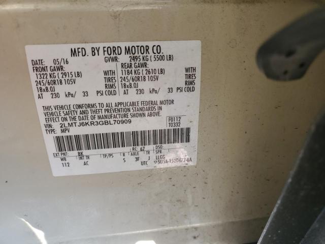 2016 LINCOLN MKX SELECT - 2LMTJ6KR3GBL70909