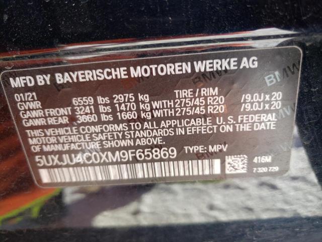 2021 BMW X5 M50I 5UXJU4C0XM9F65869