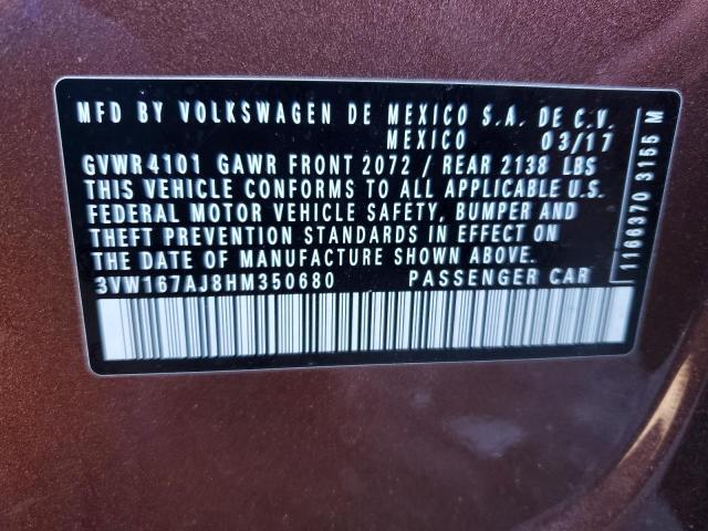 2017 VOLKSWAGEN JETTA S - 3VW167AJ8HM350680