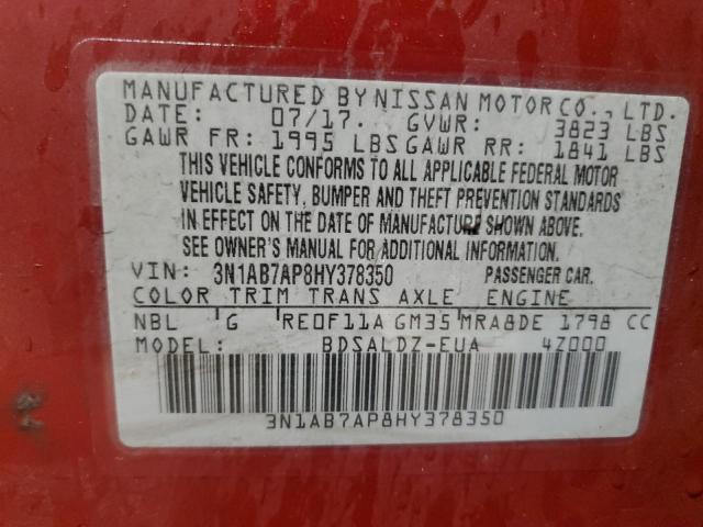 3N1AB7AP8HY378350 2017 NISSAN SENTRA