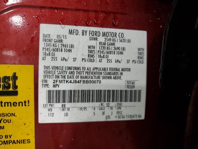 2015 FORD EDGE SEL - 2FMTK4J84FBB50070