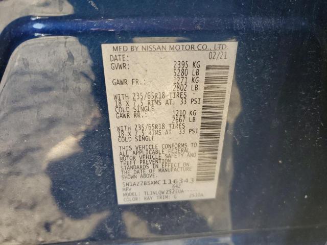 2021 NISSAN MURANO SV - 5N1AZ2BSXMC116343
