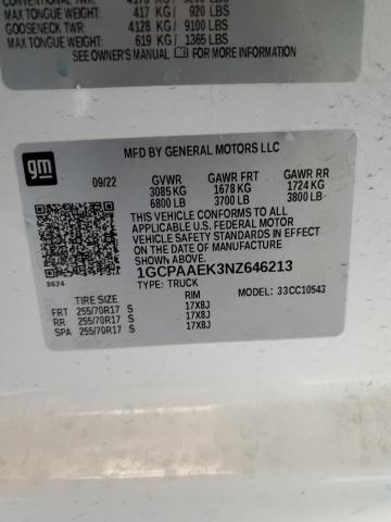 2022 CHEVROLET SILVERADO - 1GCPAAEK3NZ646213