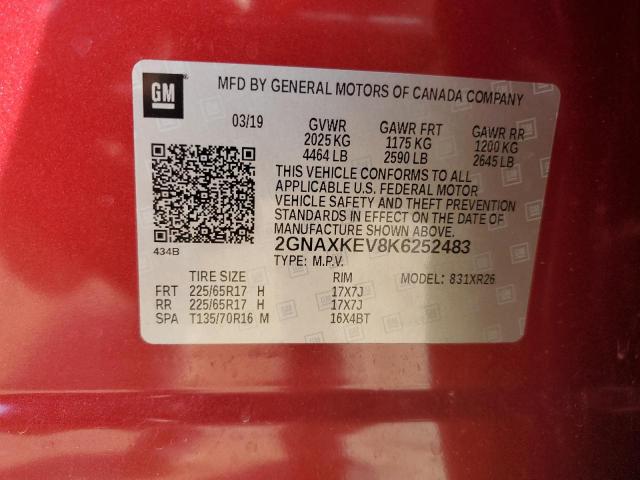 2019 CHEVROLET EQUINOX LT 2GNAXKEV8K6252483