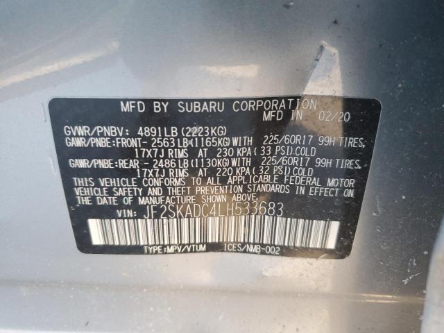 2020 SUBARU FORESTER JF2SKADC4LH533683