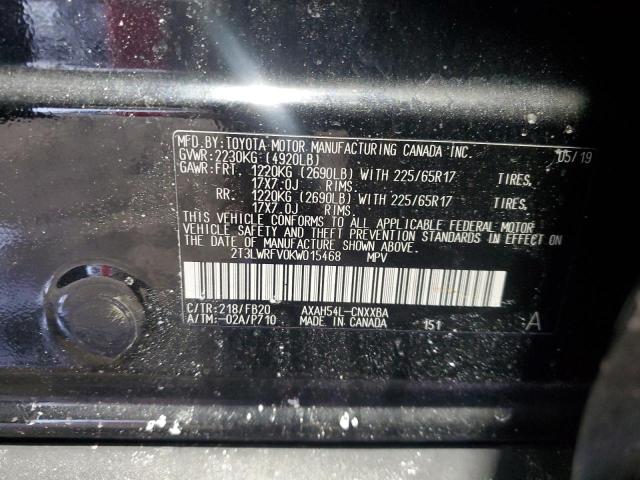 2019 TOYOTA RAV4 LE 2T3LWRFV0KW015468
