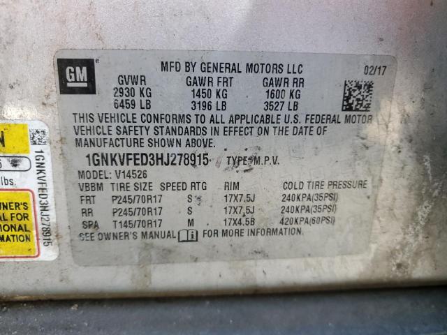 2017 CHEVROLET TRAVERSE L - 1GNKVFED3HJ278915
