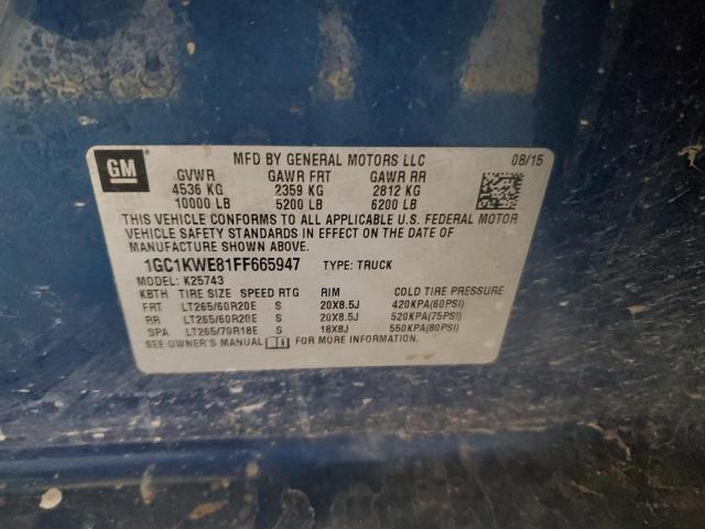 2015 CHEVROLET SILVE 2500 1GC1KWE81FF665947